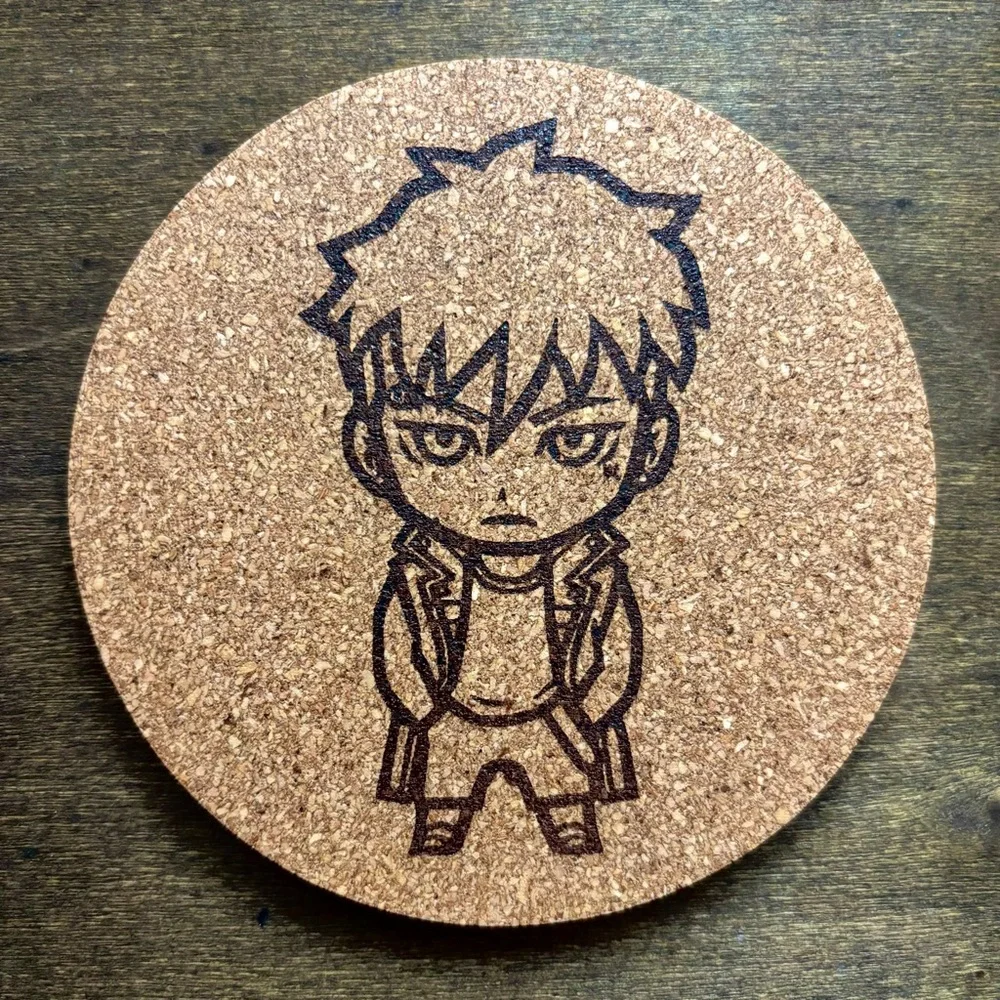 Boruto Kawaki Chibi Style Laser Engraved Cork Coaster